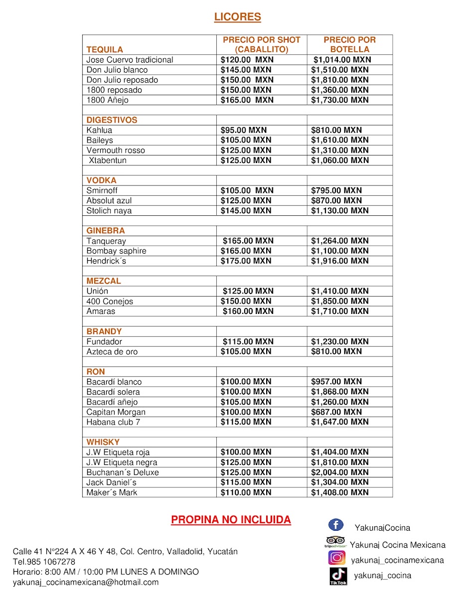 Yakunaj Cocina Mexicana Menu - Image 1